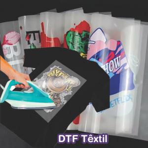 ADESIVO DTF TÊXTIL 58cmX50cm DTF UV TÊXTIL CARTELA 50cmX58cm 4x0 Impressão UV  imagem Meramente Ilustrativa