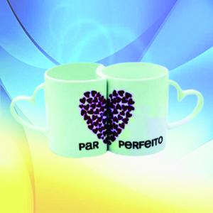 Caneca Cerâmica Dupla Love Branca Alça Coração Cerâmica Dupla Love Branca Alça Coração 300ml Consultar Cores disponíveis Sublimação  Imagens Ilustrativa