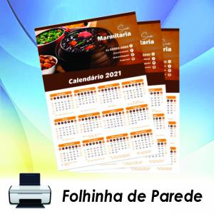 FOLHINHA DE PAREDE MINI Couchê 250g 15x20cm 4x0 Sem Verniz Furo 7mm - Bloco Calendário Imagens Ilustrativa