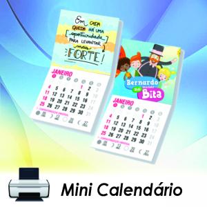 MINI CALENDÁRIO Impressão papel Glossy c/ imã 4x5cm 4x0  Corte Reto Imagem Meramente Ilustrativa